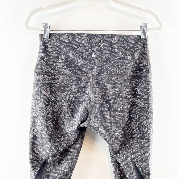 Lululemon Mid Rise Cropped Leggings Black Gray 10 - Picture 5 of 8